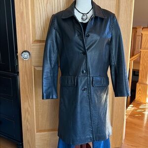 Juliet Michelle by Adler Black Genuine New Zealand Lambskin Leather Trench Coat